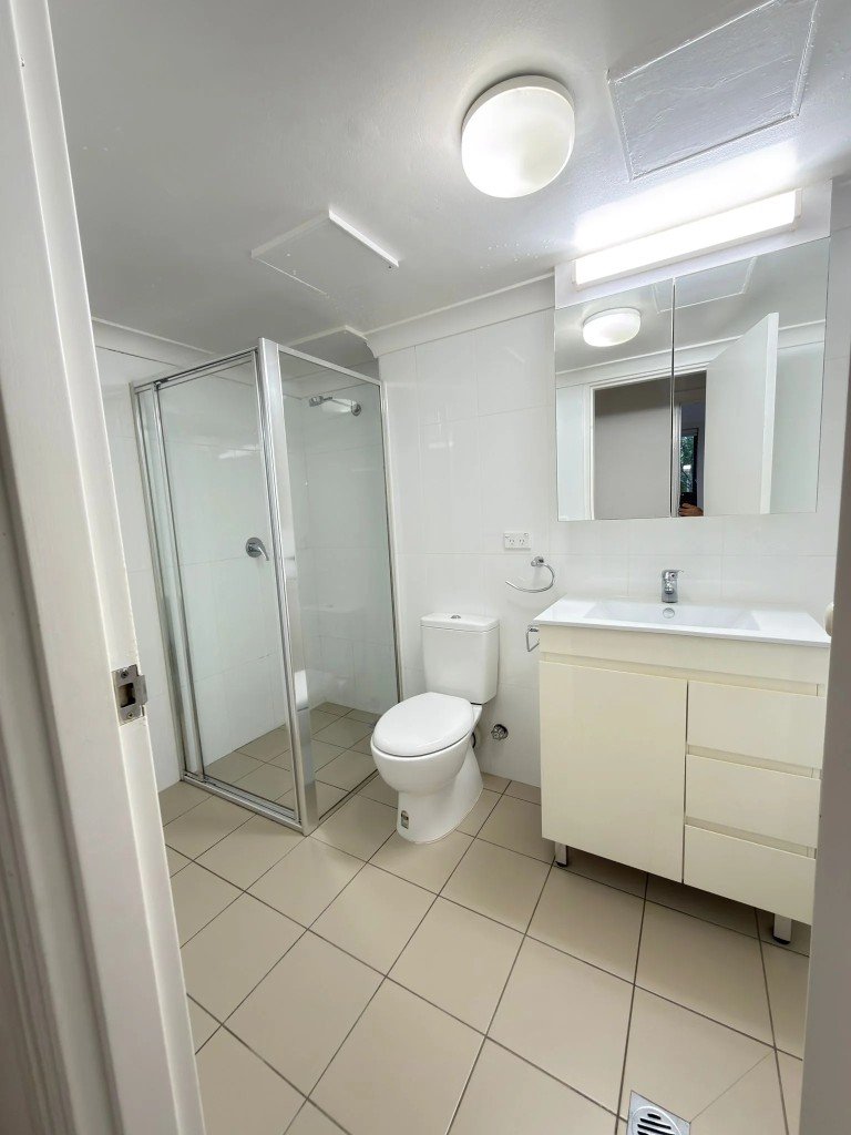 Freshly cleaned bathroom with glass shower